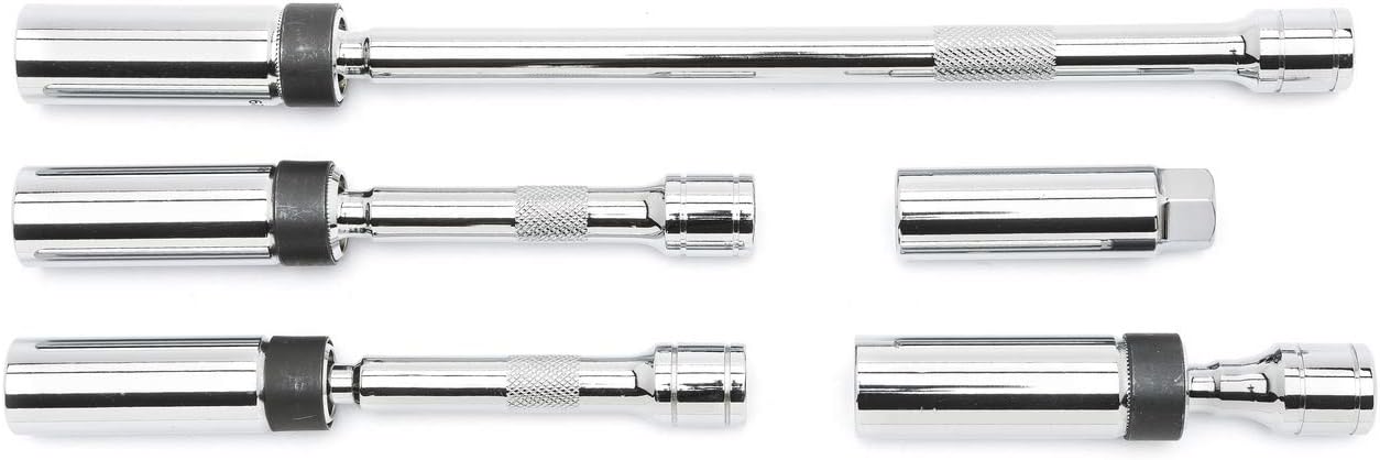 GEARWRENCH 5 Pc. 3/8" Drive 6 Pt. Magnetic Swivel Spark Plug Socket Set, 80601 , Black