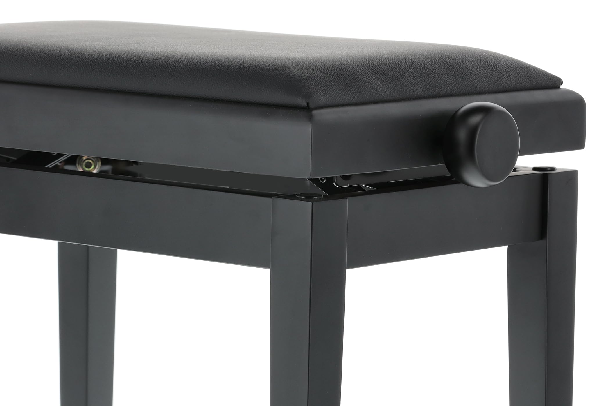 GEWA Piano Bench Deluxe Vinilo - Negro Mate - Madera Maciza - Funda de Asiento de Vinilo - Asiento 52x30cm - Altura Regulable - Fijación de Alta Resistencia - Carga de Rotura 2t