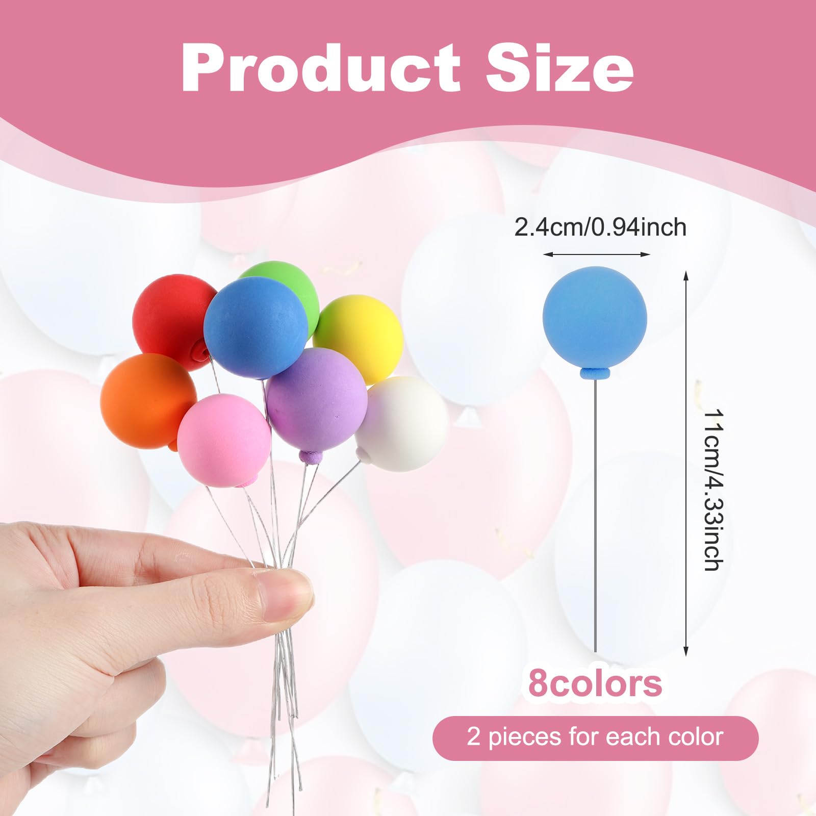 28 Decorazioni Per Torta Arcobaleno - Palline Di Schiuma Colorate Per Feste Compleanno E Matrimonio - 2