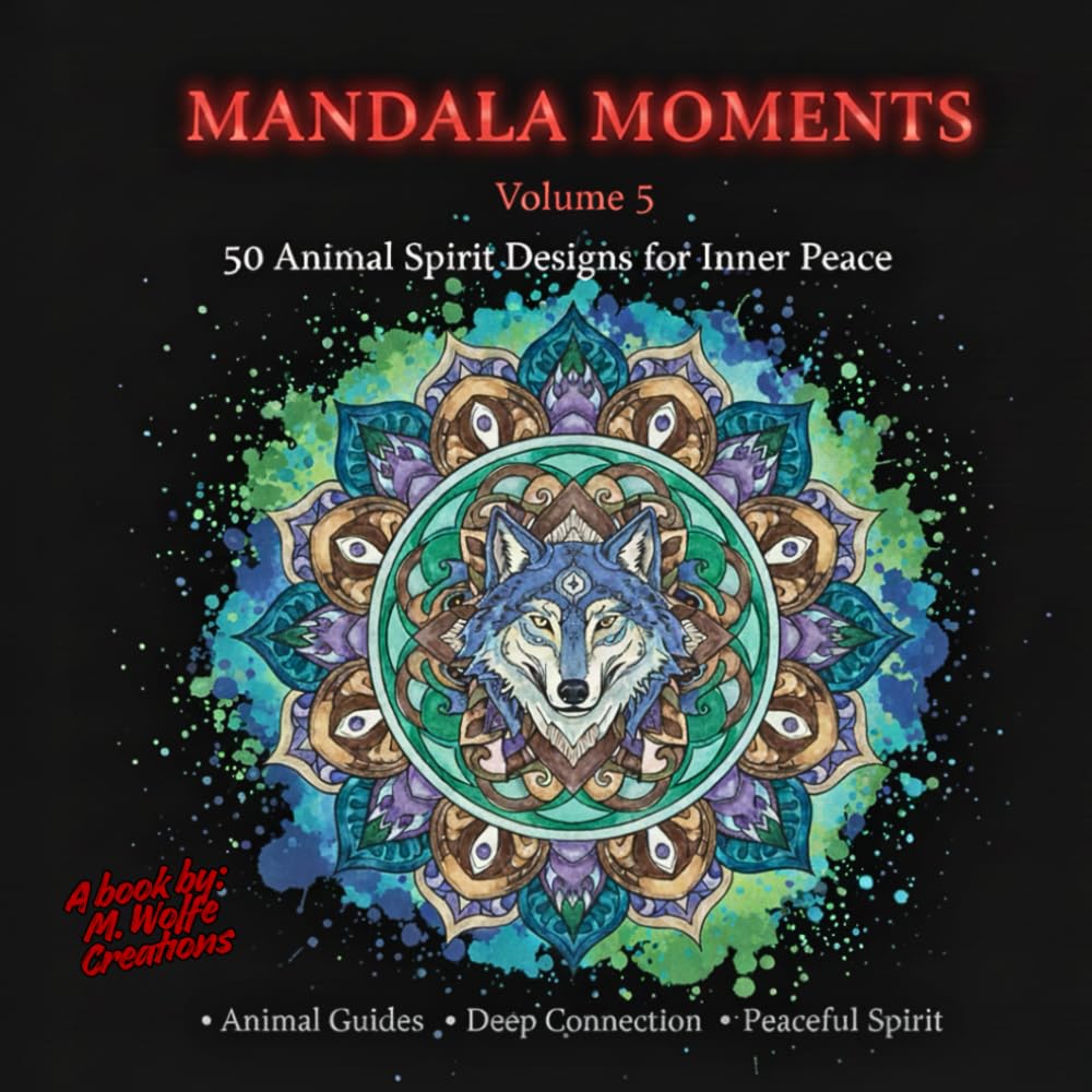 Mandala Moments – Volume 5: 50 Symbolic Animal Spirit Mandalas for Mindfulness & Relaxation | Stress Relief Coloring Book for Adults & Teens (Mandala Essence)