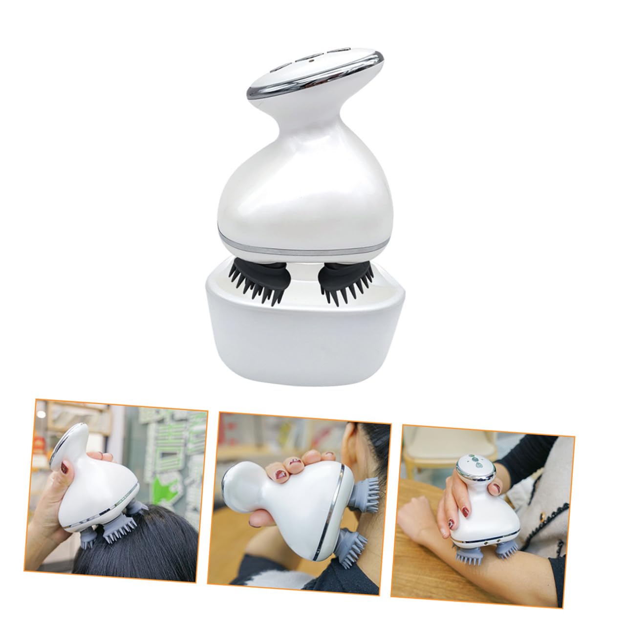 Masajeador de Cuero Cabelludo Portátil 1200 Mah Abs Silicona Blanco | 1 Juego, Diseño Ergonómico, Uso Diario y Viaje, para Conductores y Atletas