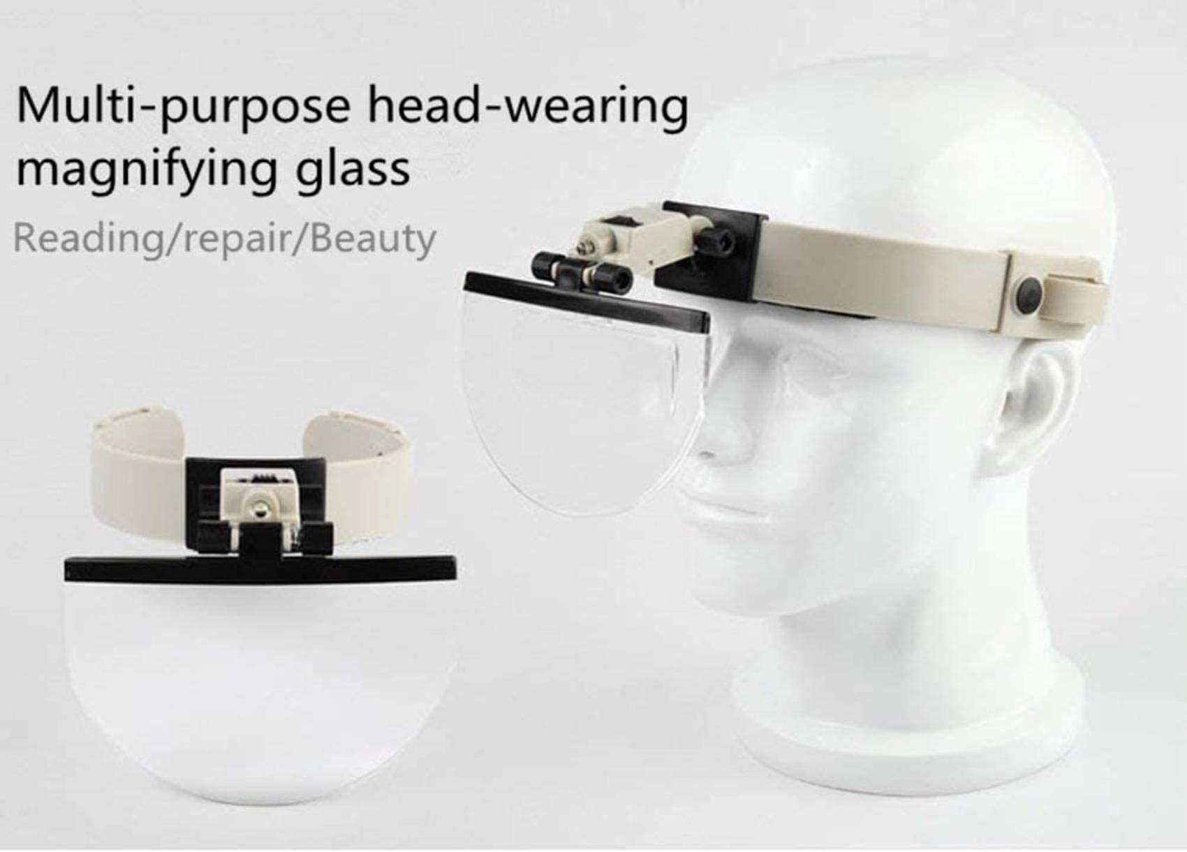 Lupa De Cabeza con Luz Led, Diadema para Ancianos, Herramienta De Lectura, Reparación, Grabado E Identificación, Lupa Manos Libres con Lentes HD De 1.5X, 2X, 2.5X Y 3.5X.,