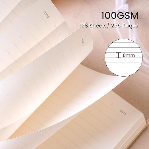 Miniatura 6 de CAGIE Cuaderno de diario para el trabajo, cuaderno clásico con rayas universitarias para escribir, tamaño mediano, 5.7 x 8.3 pulgadas, 256 páginas,