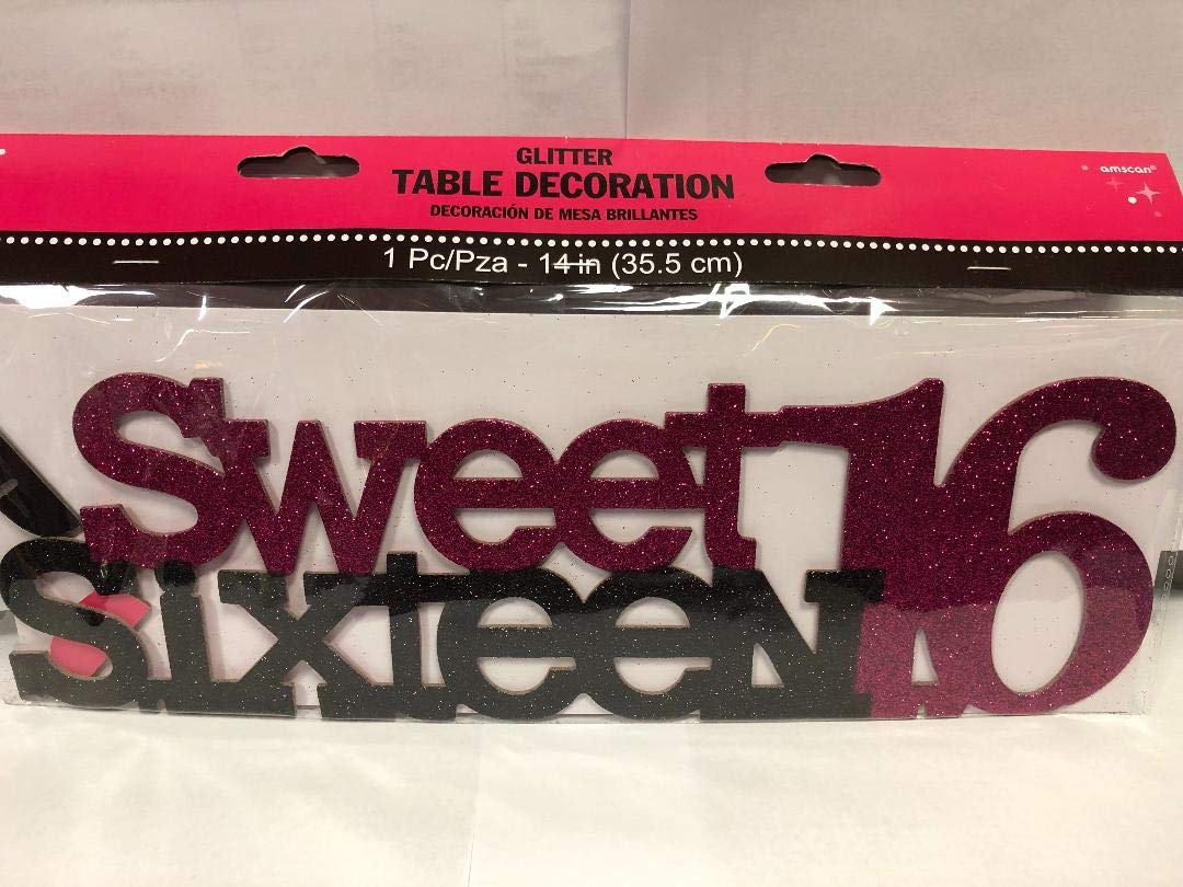Centre de table Sweet Sixteen Amscan paillettes multicolores pour fête