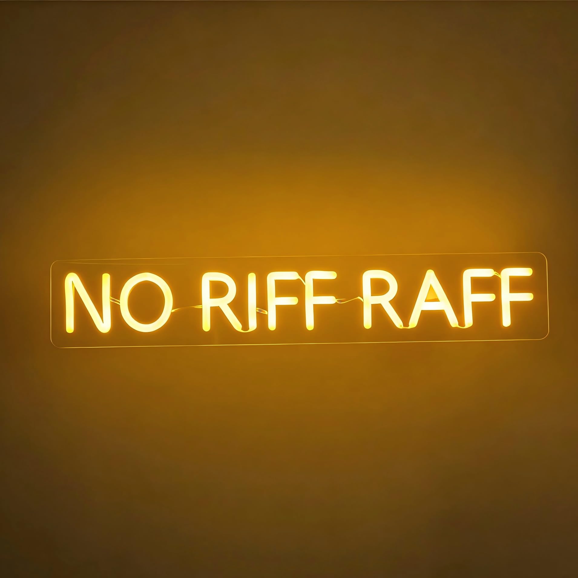 NO RIFF RAFF Neon Sign Orange LED Wall Decor for Man Cave, Home Bar & Pub USB Powered Funny Quote Light Quirky Wall Art for Game Room, Club & Entryway, Gift for Men