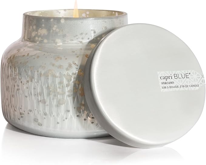 Capri Blue Holiday Mercury Jar Candle - Luxury Scented Candles for Home Decor - Long Lasting Soy Wax Blend- Decorative Jar for Holidays - Signature (Volcano, 19 oz)