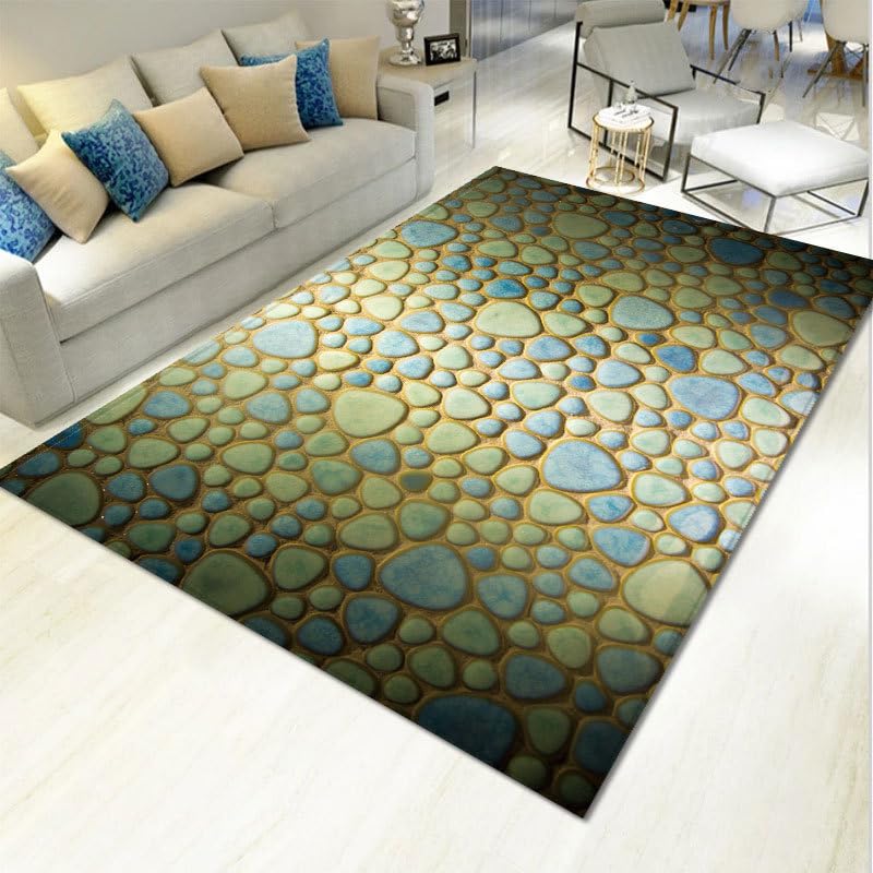 Tapis poil ras moquette chambre salon couloir bleu et vert
