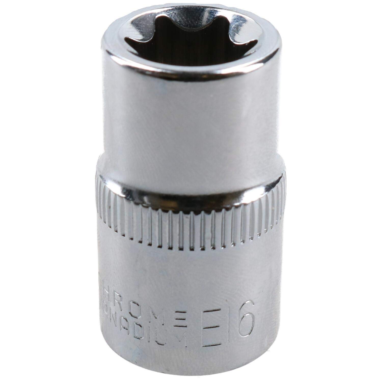 E16 Female Torx Socket Star Bit 1/2" Drive Standard External Chrome Vanadium Steel