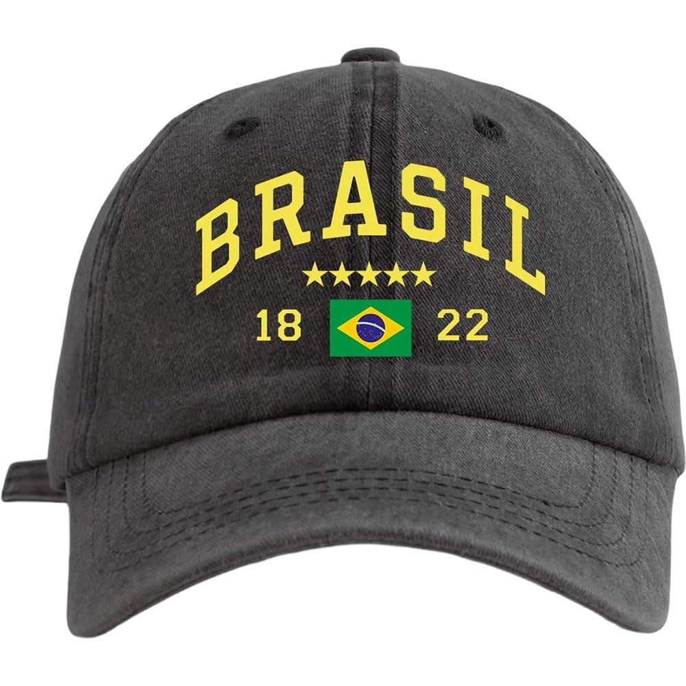 Sslvya Brazil Flag Baseball Cap Distressed Washed Cotton Trucker Hat Summer Sun Protection Hats for Unisex Outdoor Travel Hiking
