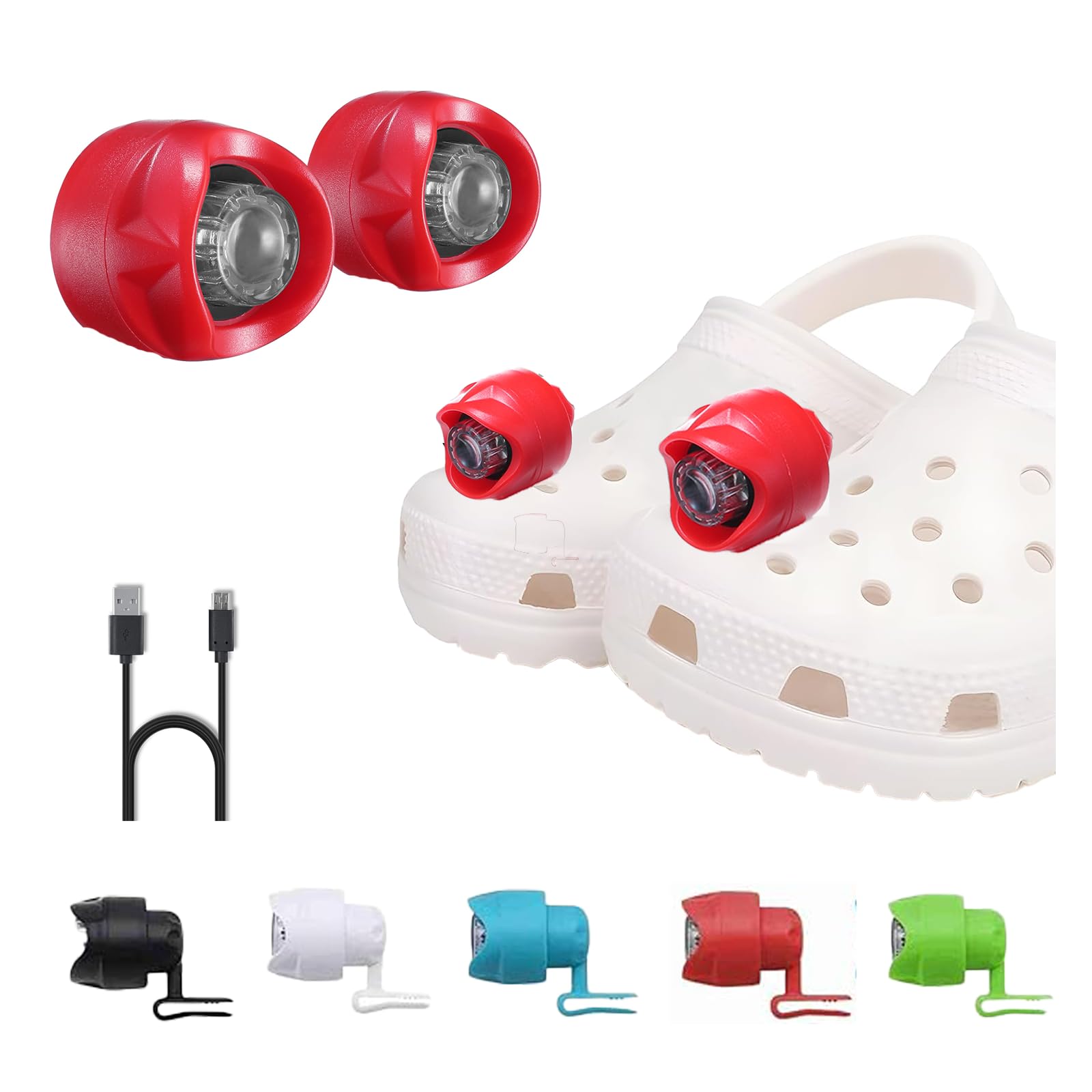 RAHAN Rechargeable Headlights for Shoe, 2 PCs Clip on Clog Headlights for Shoe, Waterproof Hands Free Flashlights with 3 Lighting Modes, Novelty Clog