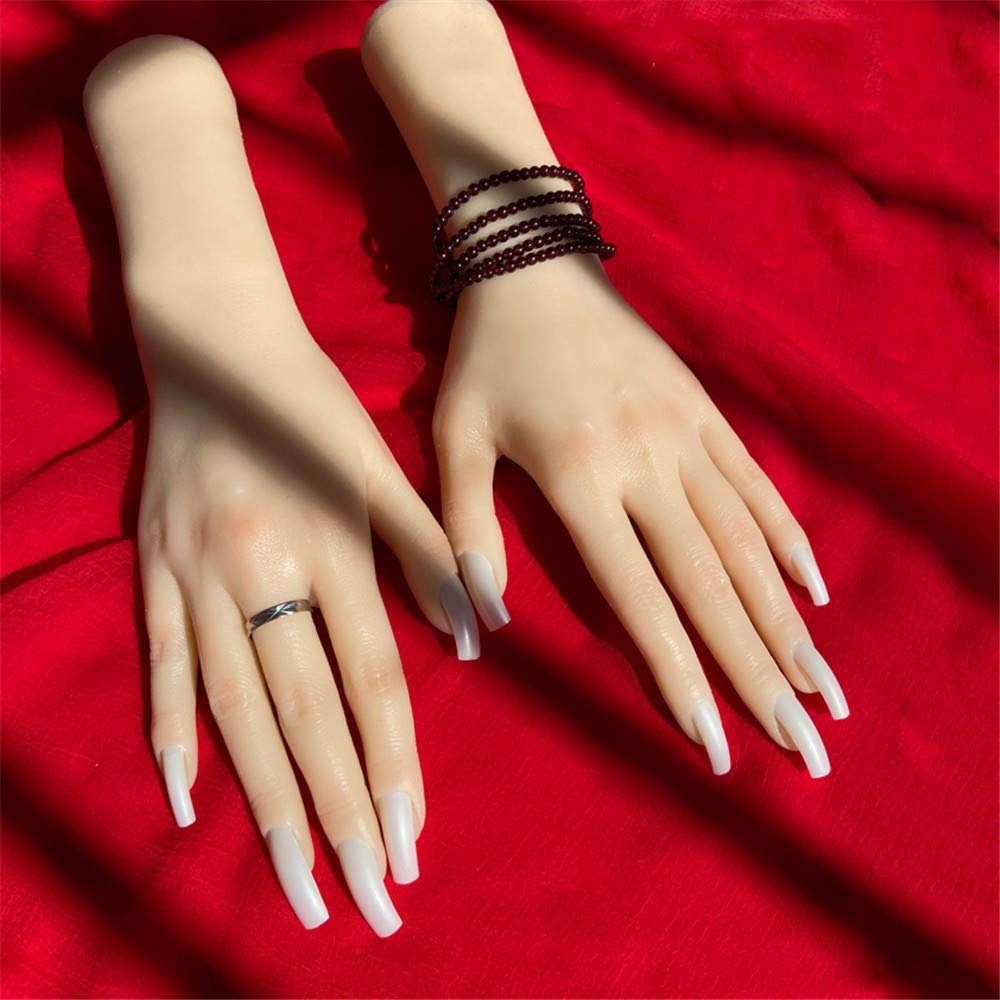 Modello di Mano in Silicone, Mani morbide Mani finte 1 Paio di Anelli di visualizzazione della Mano del manichino delle Donne realistiche in Silicone per Gioielli Nail Art Manicure a Mano Deco
