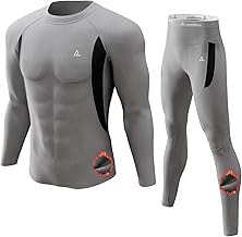 CL convallaria Men's Thermal Underwear Set Long Johns Long Sleeve Top and Bottoms Warm Base Layer Heavyweight Gray-XL