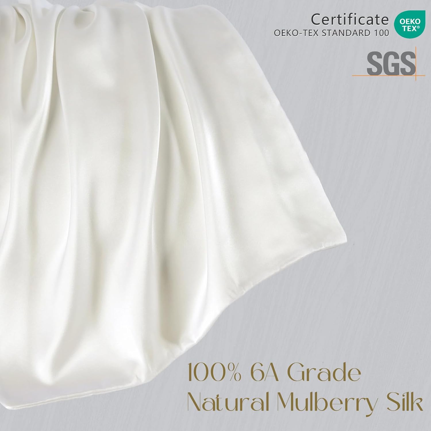 ZIMASILK 100% Pure Mulberry Silk Pillowcase for Hair and Skin Health,Soft and Smooth,Both Sides Premium Grade 6A Silk,600 Thread Count,with Hidden Zipper,1pc(Standard 20''x26'',Ivory) - Image 2