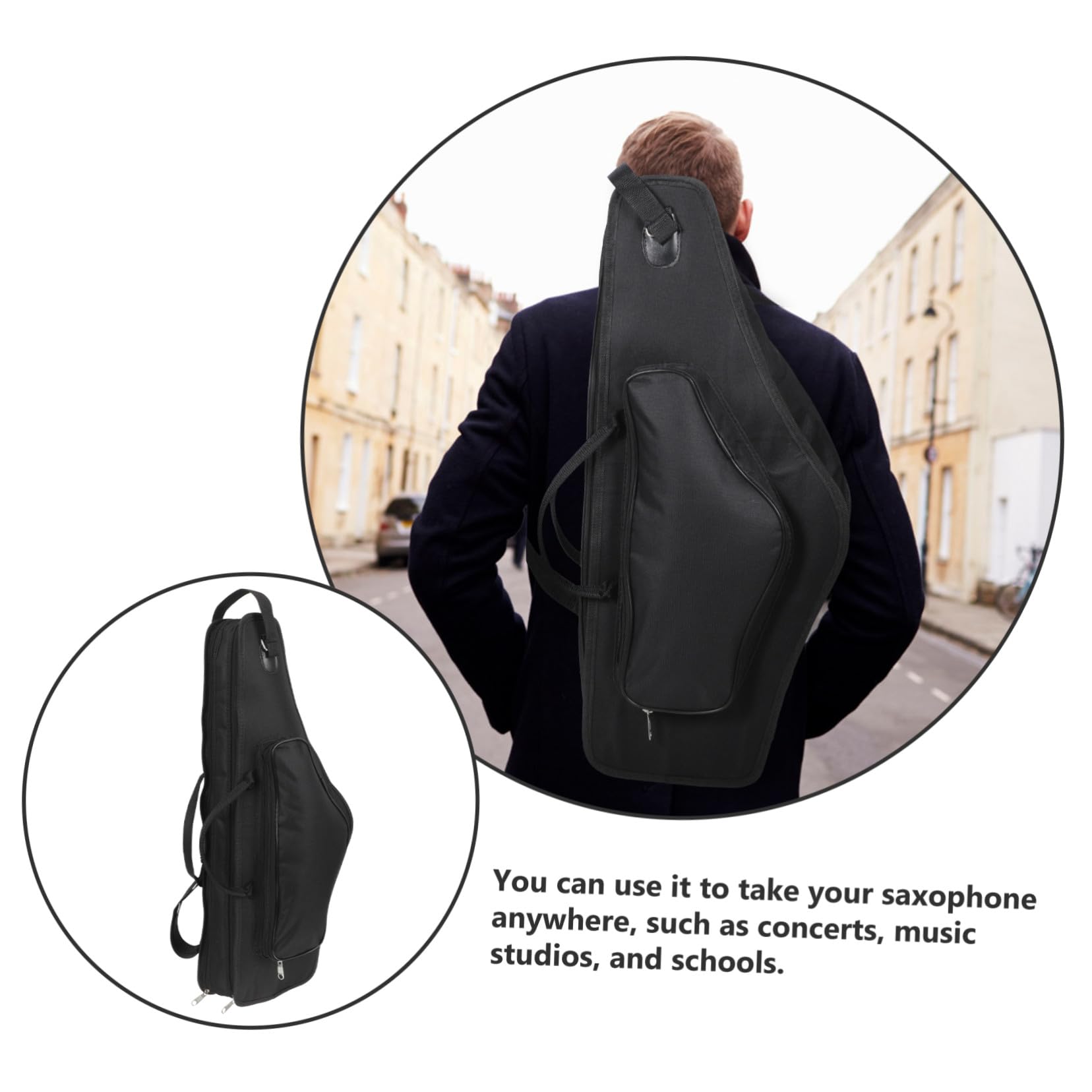 Custodia Grande Capacità con Tracolla Regolabile e Sassofono per Contralto Manico Imbottito Tessuto Resistente Protezione Ottimale per Scuole e Concerti