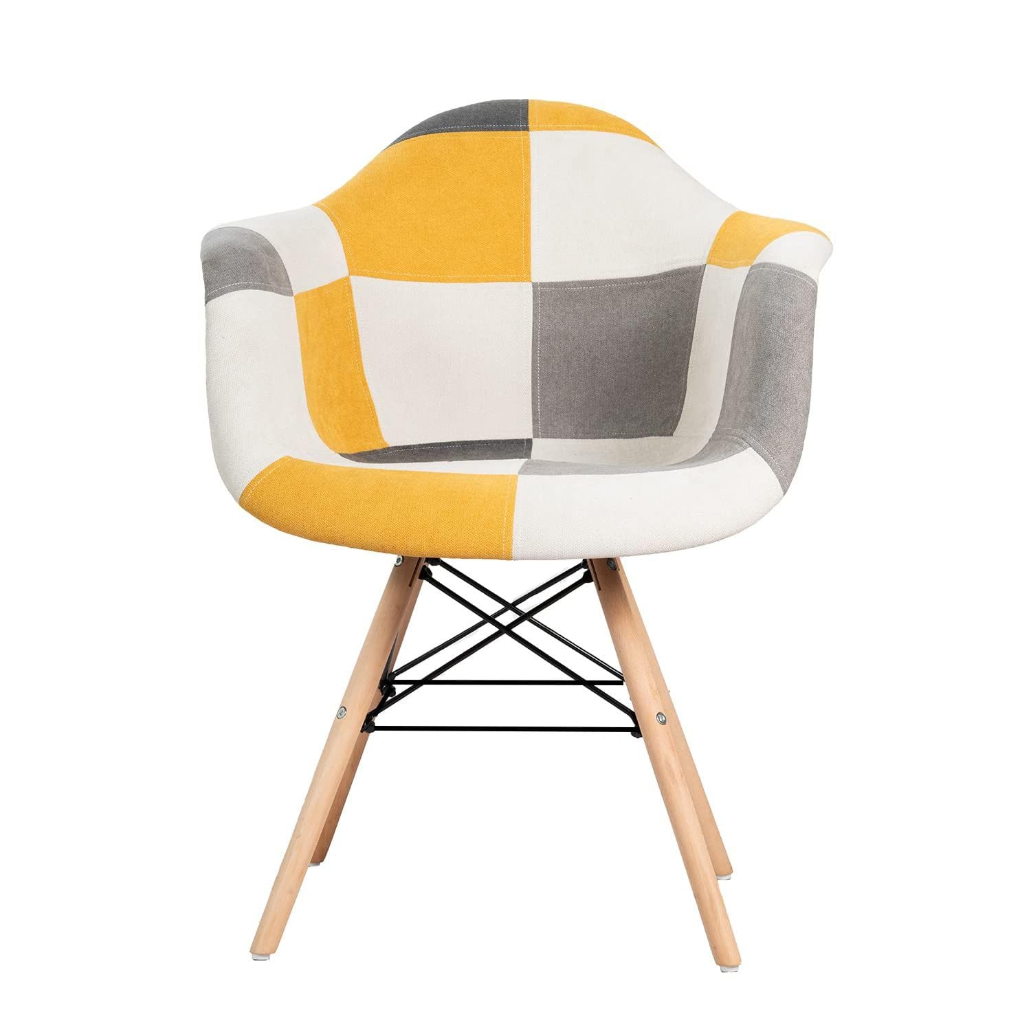 Sedia in Legno di Faggio e PP in Stile Patchwork Cucita a Mano