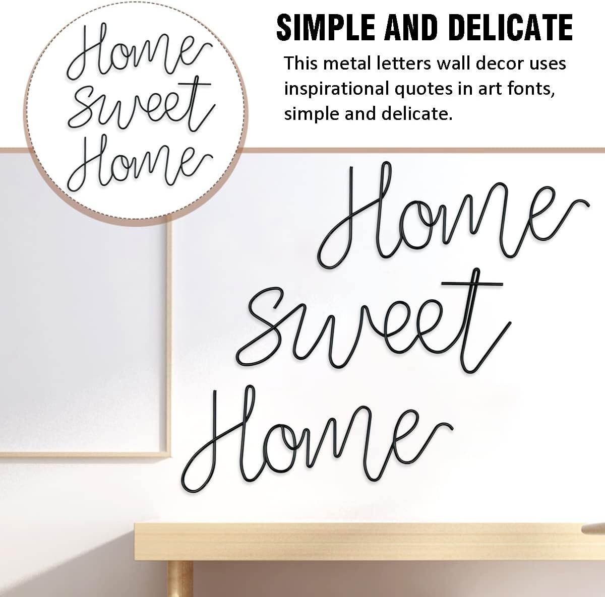 3D Word Art Home Sweet Home Wall Decor-Metal Decor for Living Room, Bedroom, Kitchen, Black image 5