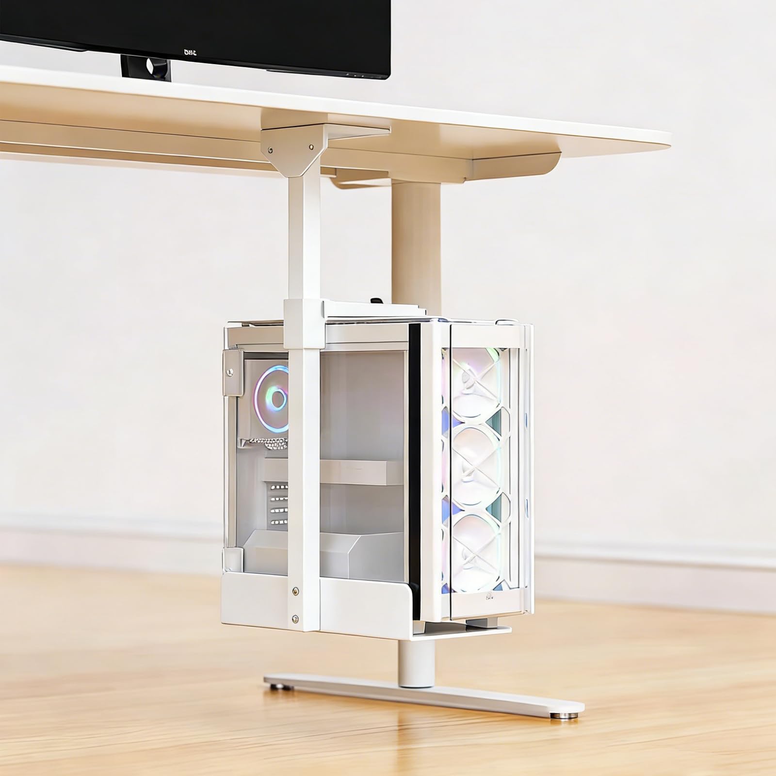 Supporto per PC sotto scrivania, regolabile in altezza e universale, salvaspazio, portata fino a 30 kg