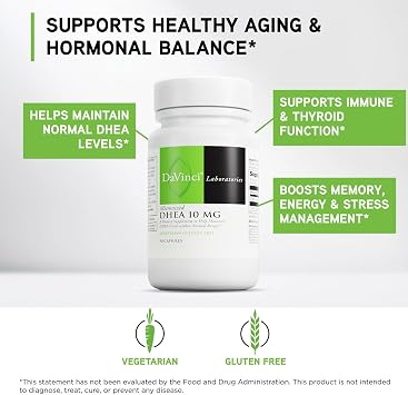 DAVINCI Labs Micronized DHEA 10mg - Helps to Support Healthy Aging, Hormone Balance, Brain Health, Thyroid Function & More - Vegetarian, Gluten-Free - 90 Capsules