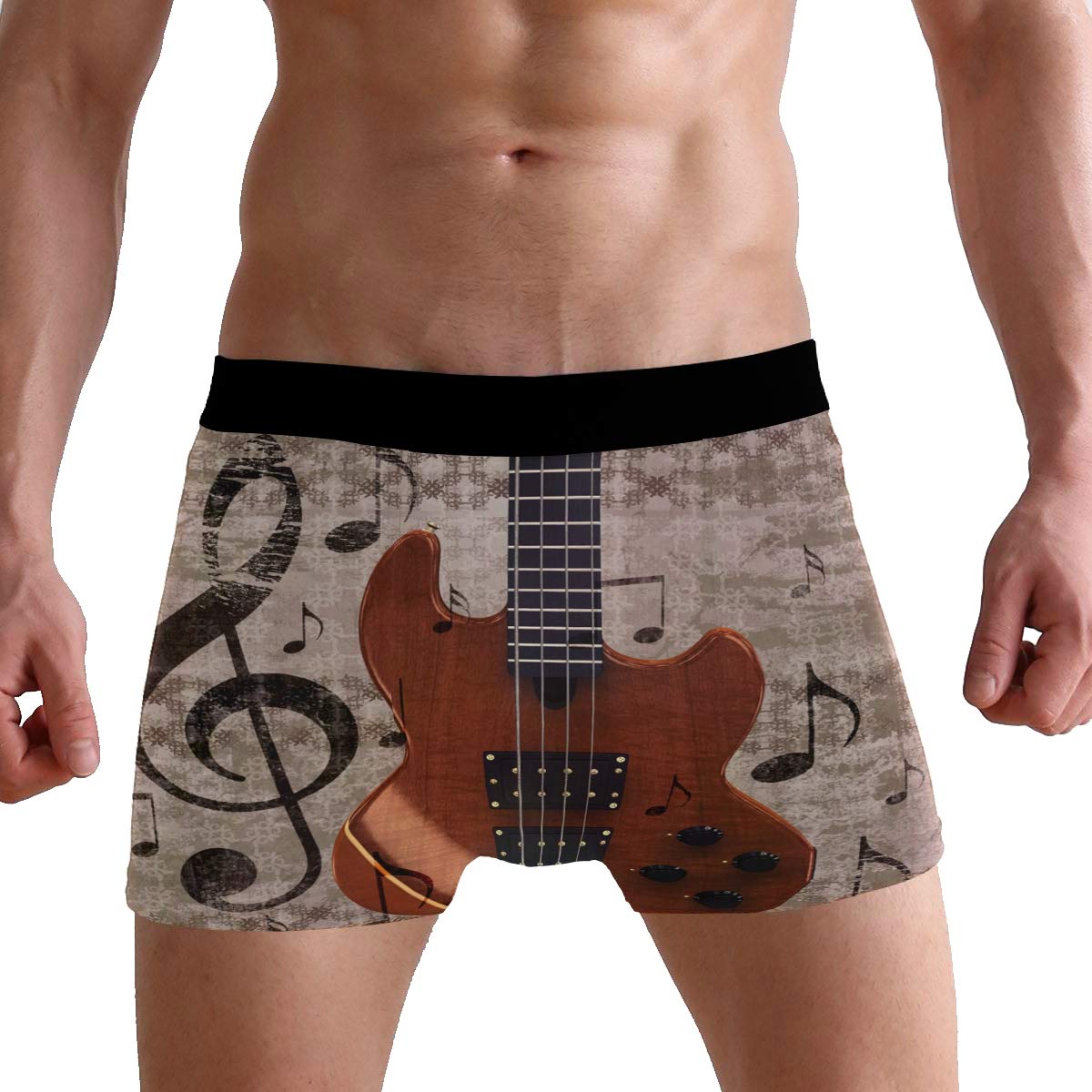 PUXUQU Mens Boxers Shorts Vintage Music Guitar Boxer Briefs Underwear for Men Boy