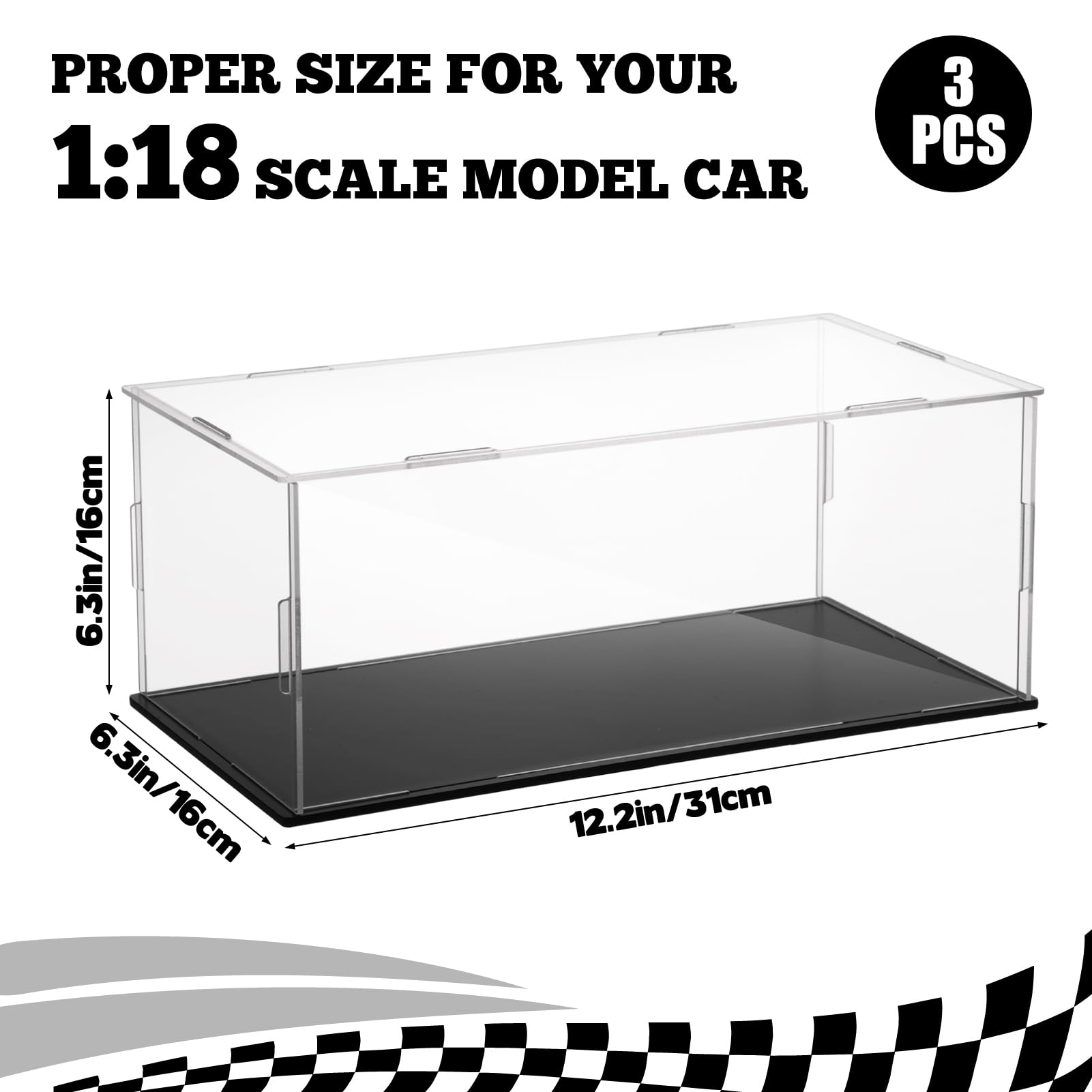 Amazon.co.jp: アクリルモデルカーディスプレイケース3個 1:18スケール