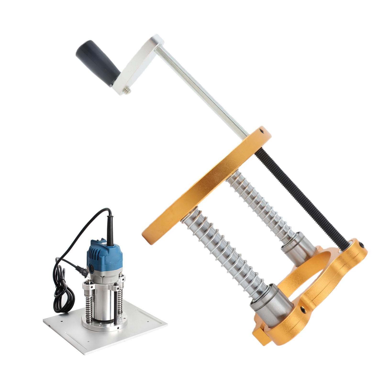 Focket Oberfräsenlift, Aluminiumlegierung, Edelstahl, Oberfräsentisch, Einsatzplatte, Hebebasis mit Griff, 65 Mm, 70 Mm, Hub, Hohe Genauigkeit, Holzbearbeitung, Oberfräsentisch-Hebesystem
