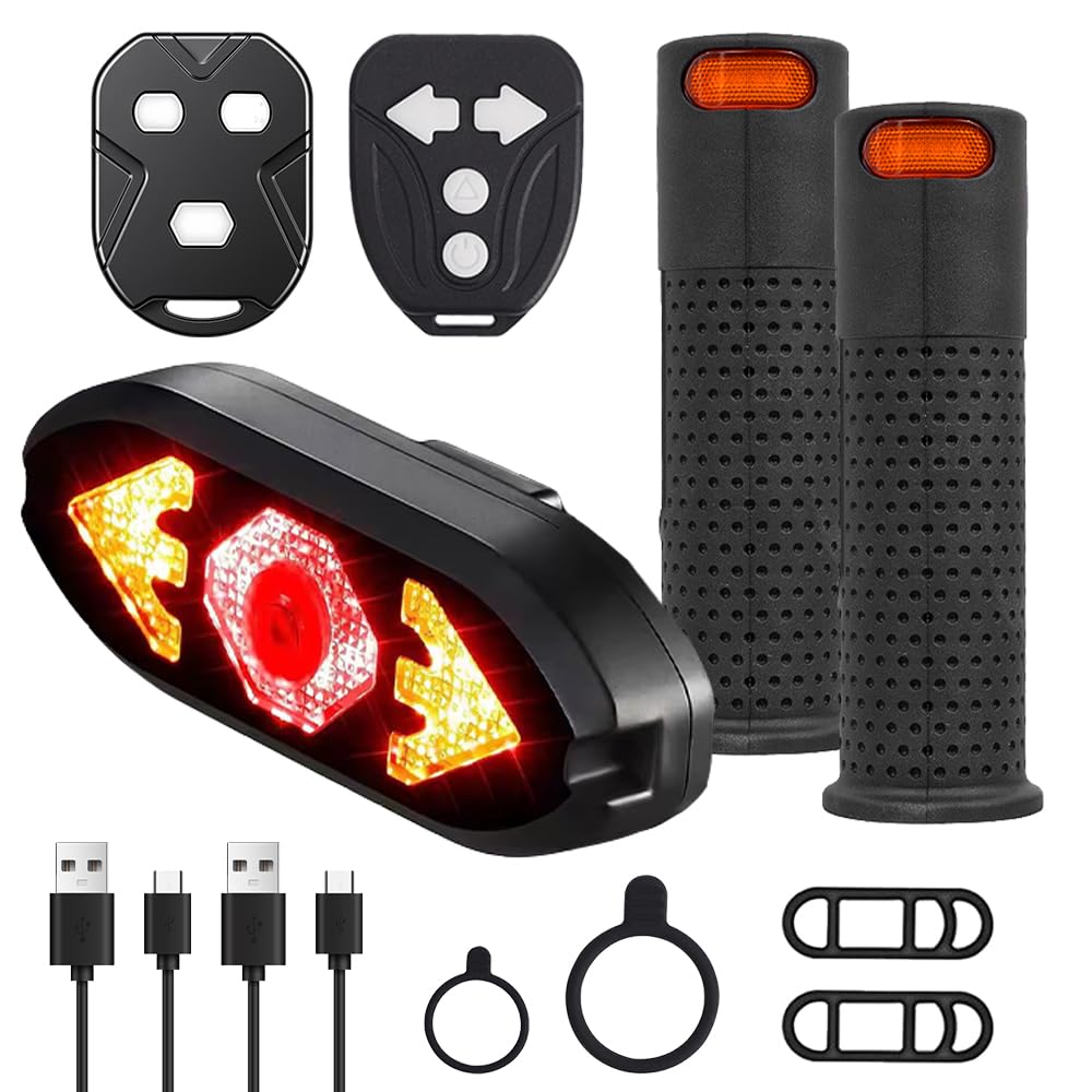 Blinker E Scooter Nachrüsten Set, Lenkergriffe für Elektroroller mit Integrierten Blinkern, IPX4 USB Wiederaufladbar, für Xiaomi M365/Pro2/1S Ninebot (22mm Innendurchmesser)