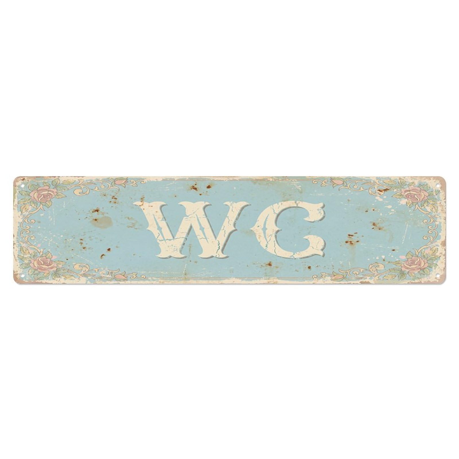 Vintage Charming Cottage Restroom Toilet(WC) Door Metal Tin Skinny Sign Plaque Wall Decor for Cafe, Club Bar, Office, Home Garden Metal Poster 4x16Inch
