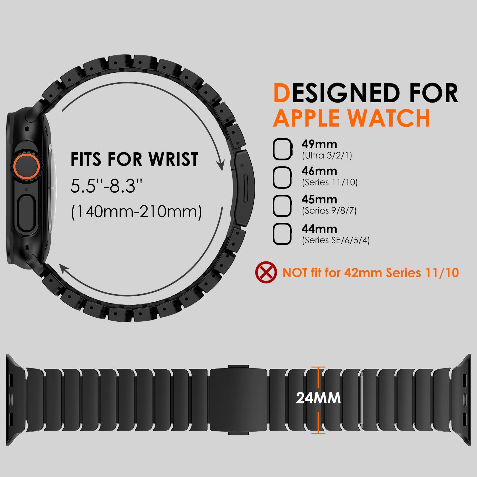 Fullife Correa de silicona de titanio para Apple Watch Ultra 49 mm
