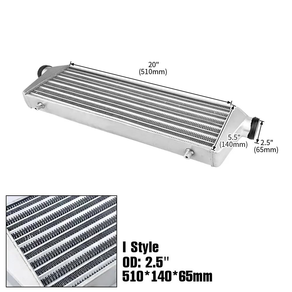 Intercooler samochodowy Uniwersalny przedni uchwyt samochodowy Turbo Intercooler samochodowe systemy chłodzenia Turbo Intercooler OD 65/76mm chłodnica powietrza doładowującego Auto części(510x140x65)