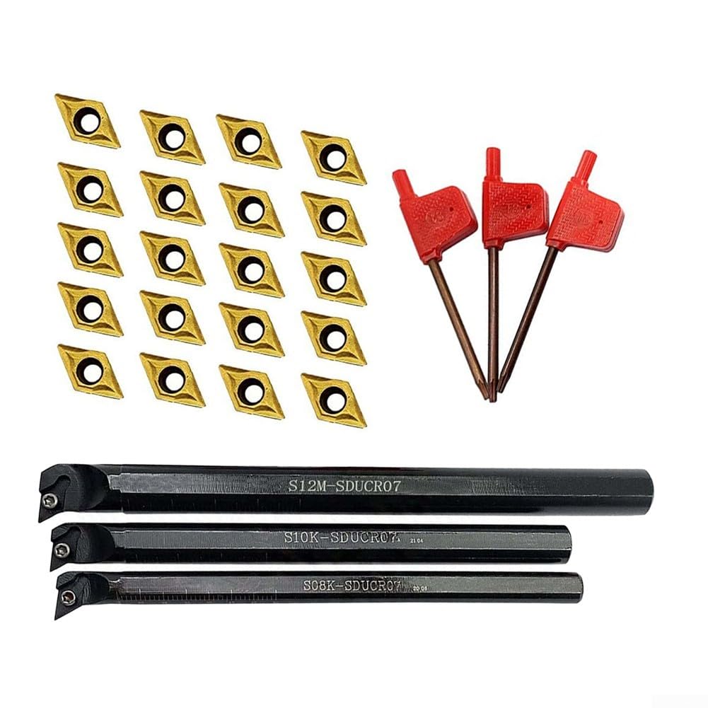 Lot de 3 barres d'alésage internes haute performance et 20 inserts pour une coupe efficace des matériaux