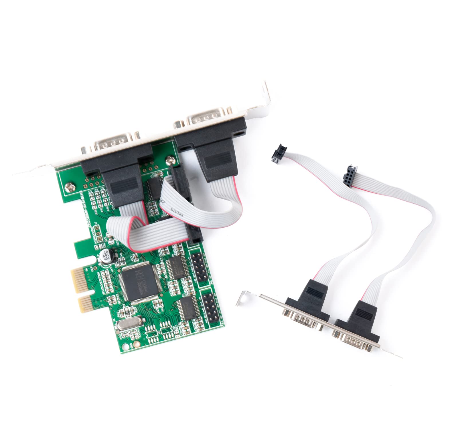 Convertidor de Adaptador de 4 Puertos PCIE a RS232, Tarjeta expansión Controlador PCI Express PCI-E a RS232 para PC de Escritorio con Soporte bajo
