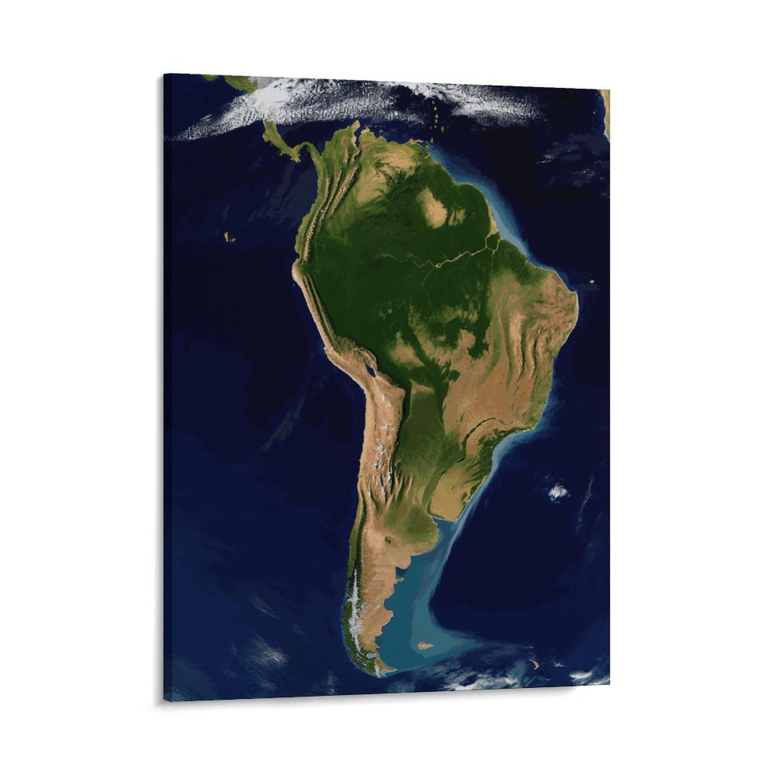 Adfgyerh Style South America Satellite Image Wall Art Framed,Canvas Prints Ready To Hang Home Decor,Canvas Wall Art For Living Room Hallway Office Wall Decor 16X20inch(41X51cm)
