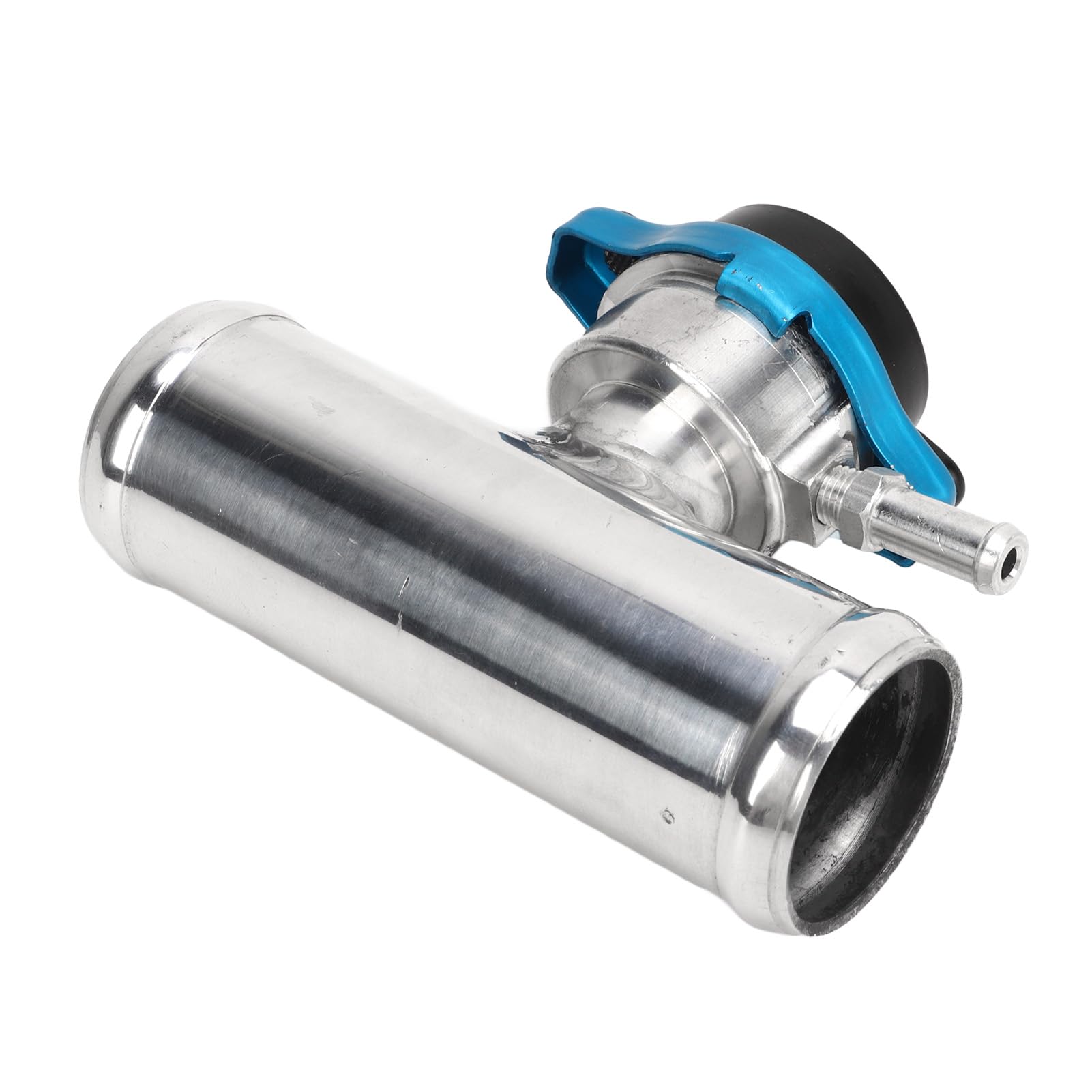 Cuello de llenado en línea para radiador de 38 mm, 1-1/2 pulgadas de diámetro exterior con tapa de indicador de temperatura, superficie pulida de aluminio T6061 para automóviles,