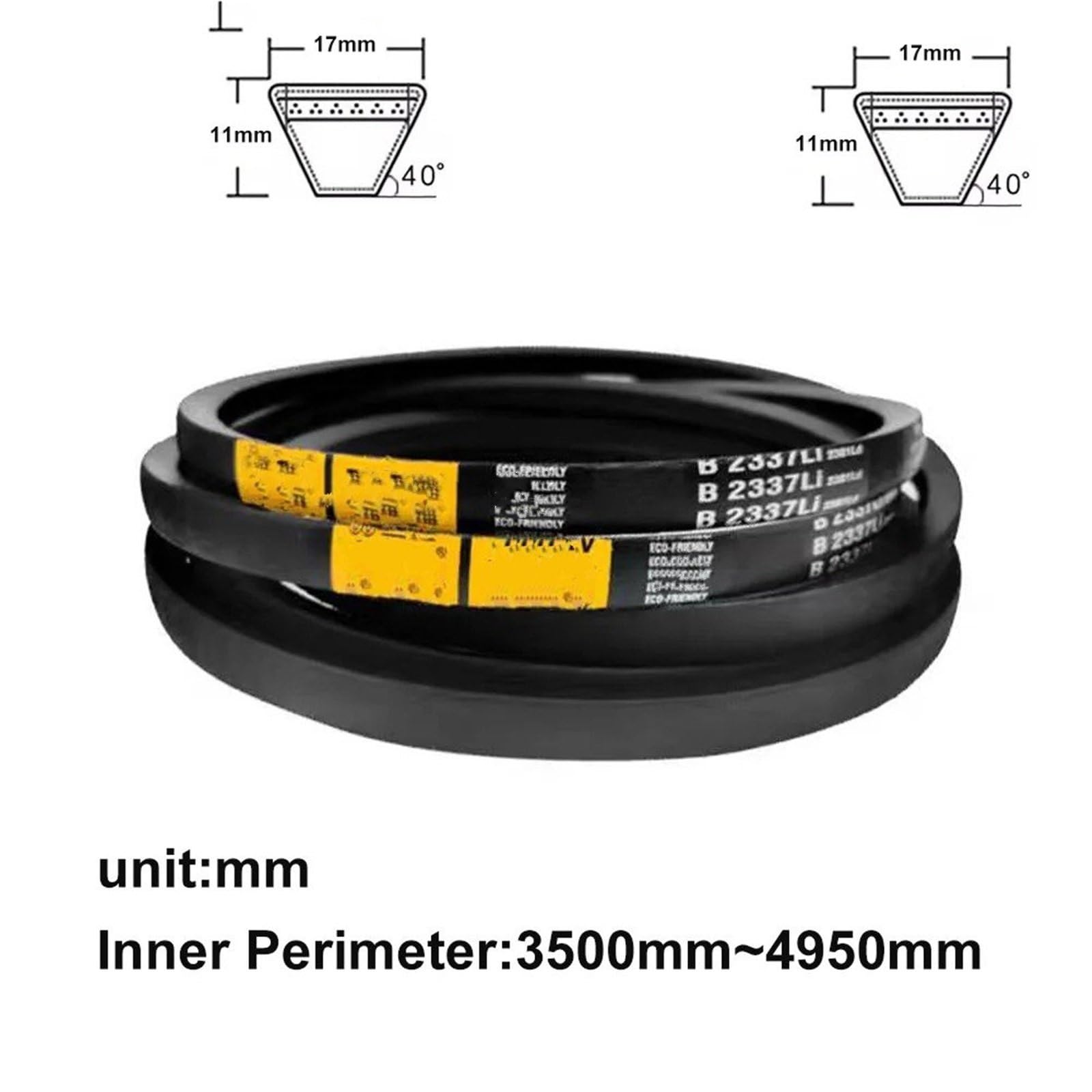 Cinghie Poly-V Cinghia Trapezoidale Sezione B, Metrica, Da B-3500 A B-4950, Cinghie Di Trasmissione Triangolari Per Auto/tosaerba, Larghezza 17 Mm X 11 Mm