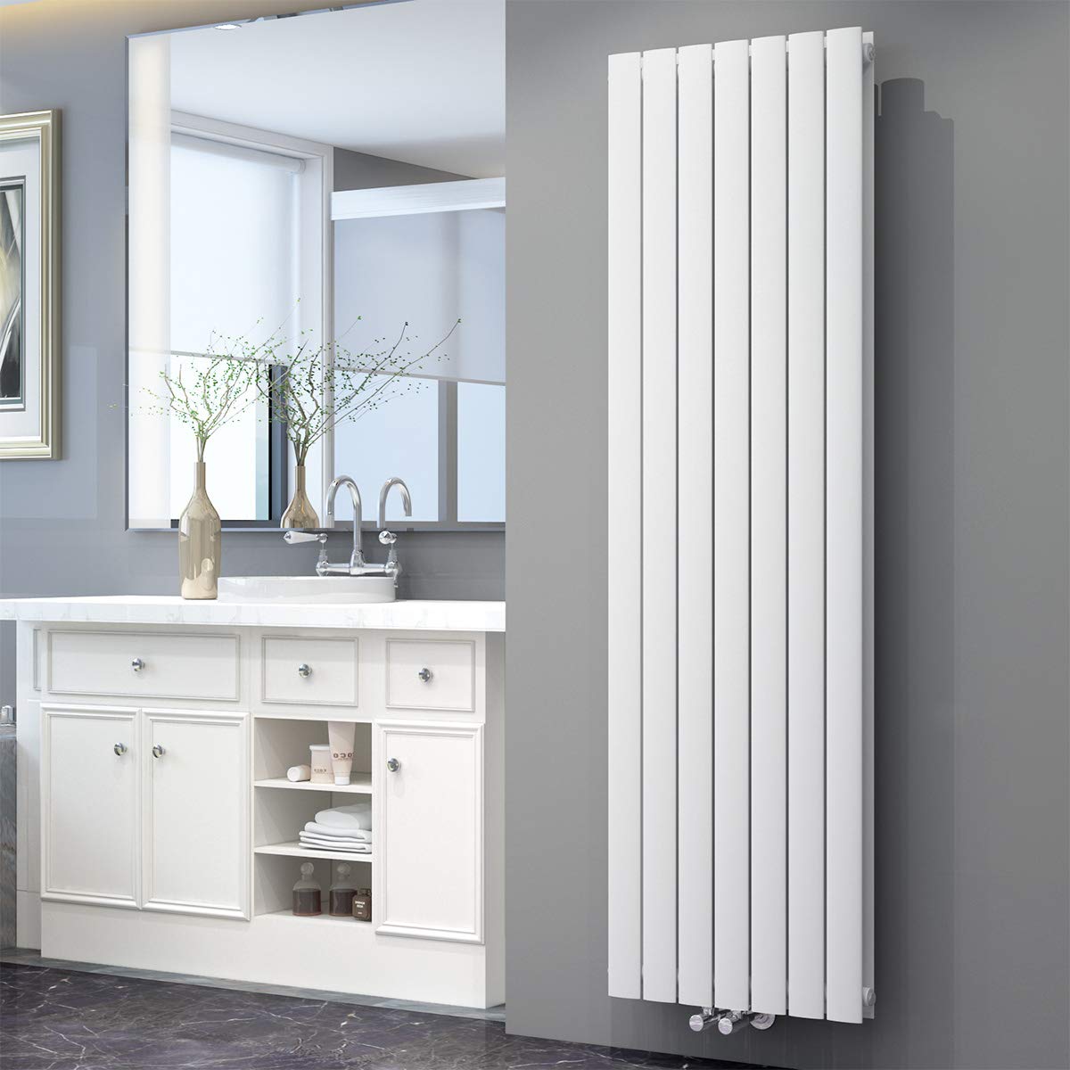 ELEGANT Design Flach Heizkörper 1800 x 539 mm Weiß Badheizkörper Doppellagig Heizkoerper Vertikal Paneelheizkörper