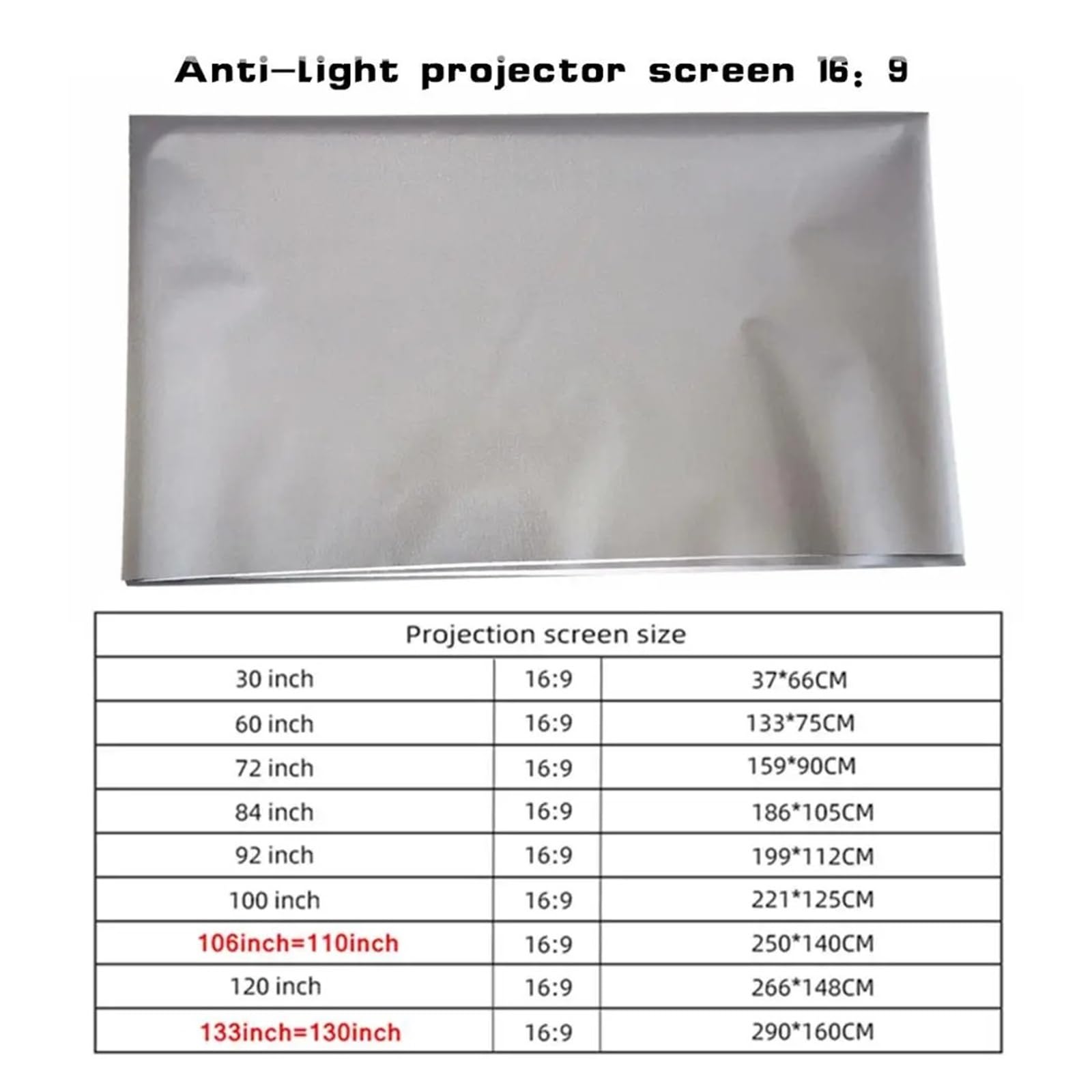 Schermo di proiezione, Schermo per proiettore Semplice 16:9 Tenda anti-luce Home Office Portatile(100 inch)