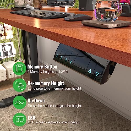 Monomi Electric Standing Desk, 55X28 Inches Adjustable Height Desk, Home Office Sit Stand Up Desk (Black Frame/Cherry Top) #TOP3