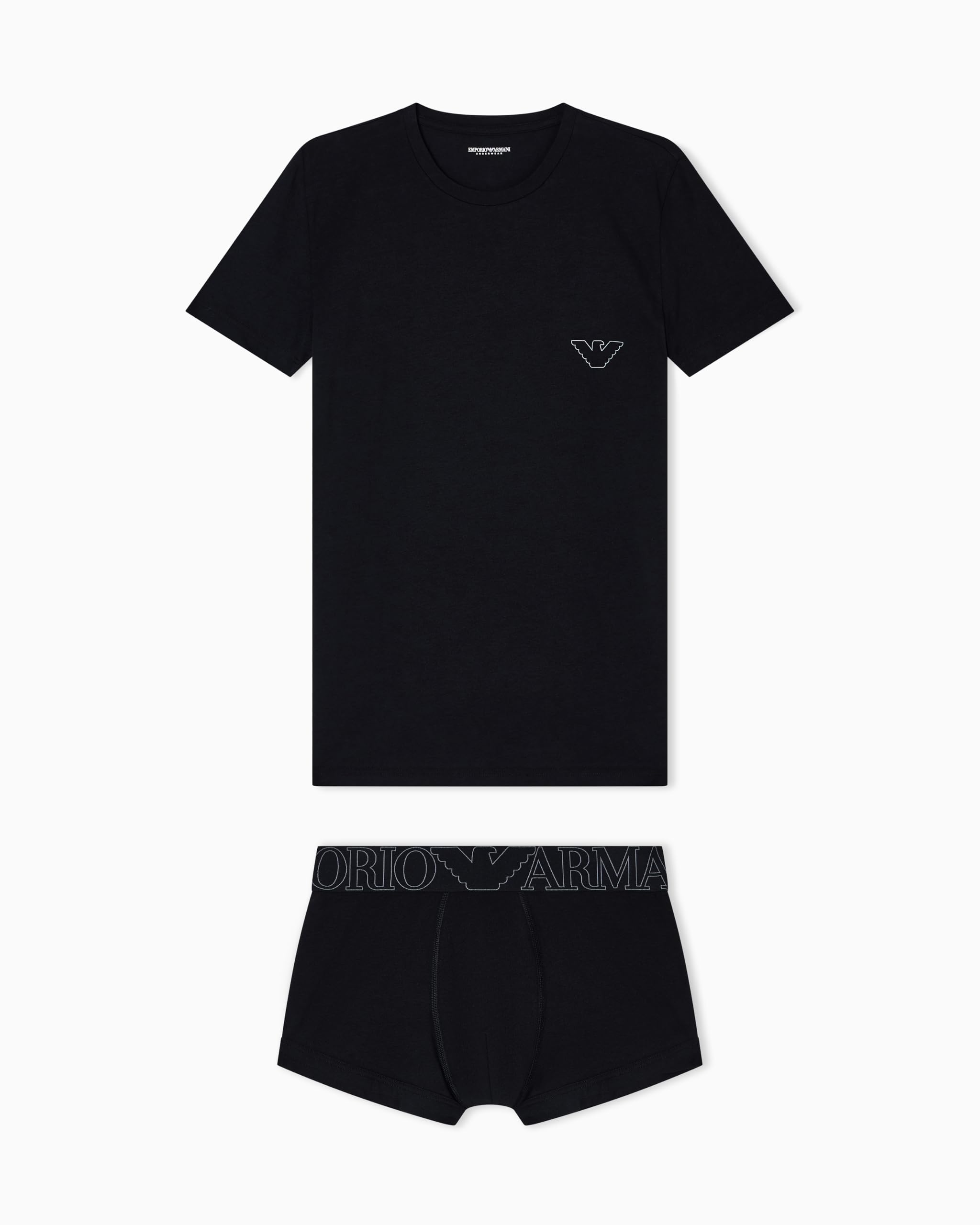 Emporio Armani Man's MEGALOGO T-Shirt + Trunk Black M
