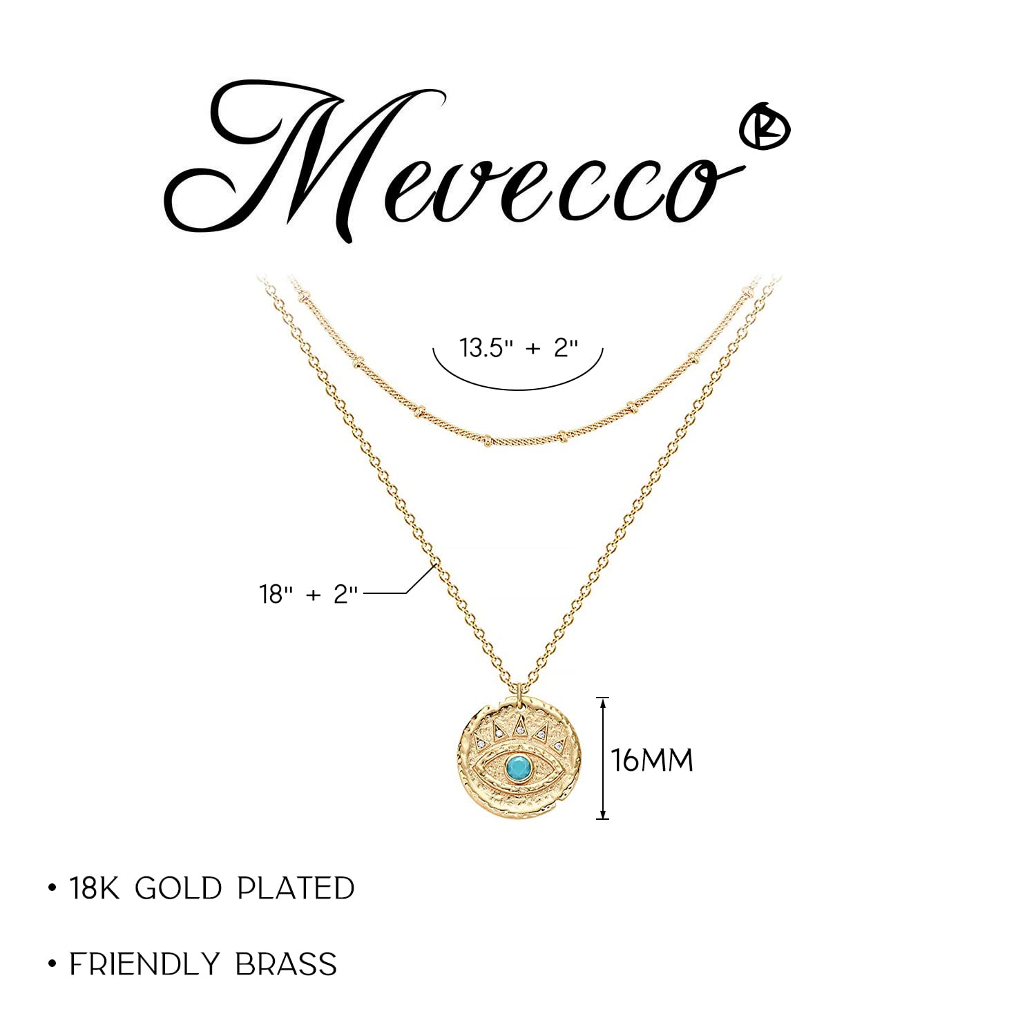 MEVECCO Layered  Necklace Pendant Handmade 18k Gold Plated Dainty Gold Choker Arrow Bar Layering Long Necklace for Women