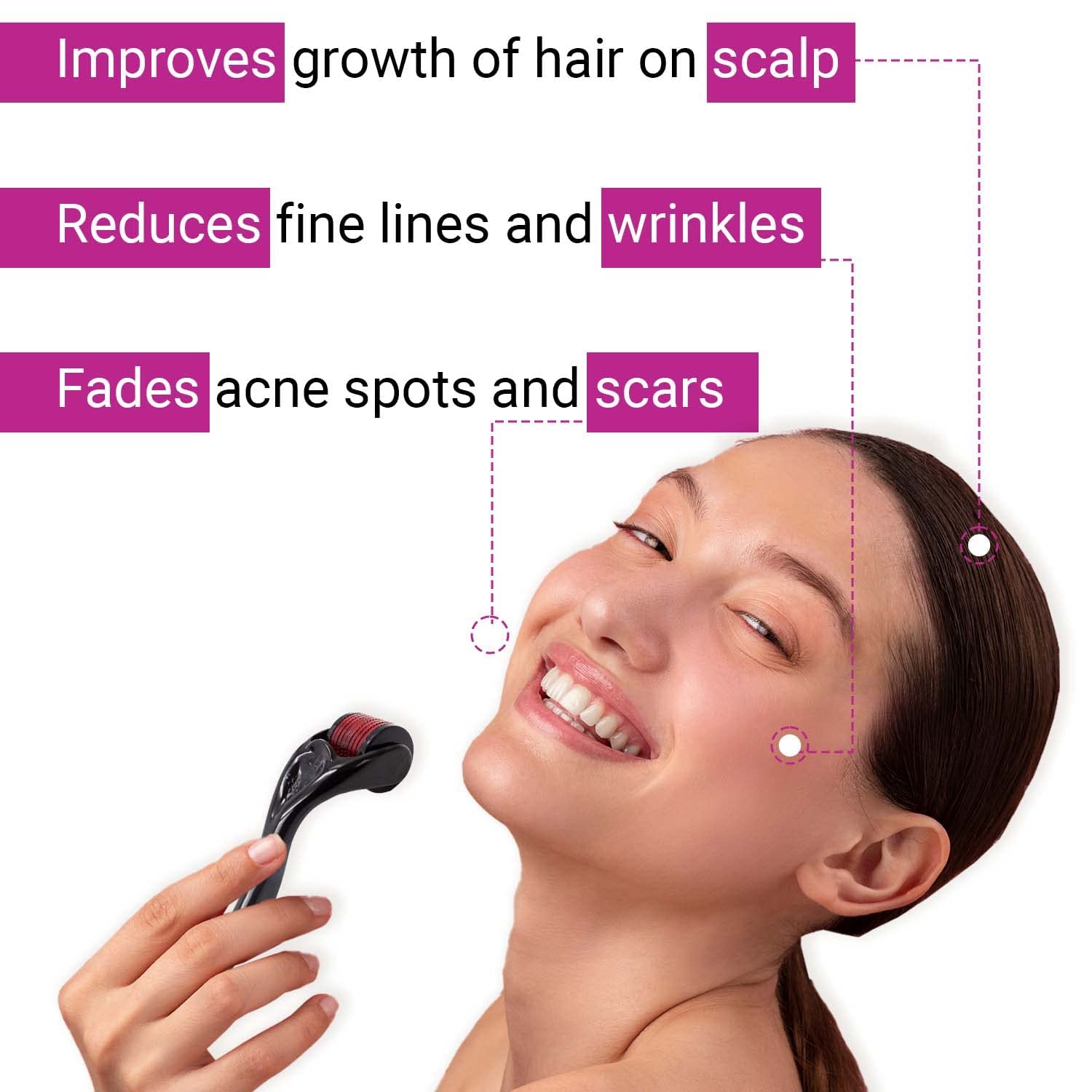 Sotrue Derma Roller do wzrostu włosów 0,5 mm z igłami tytanowymi 540 | Przedłużki do włosów damaged, aktywizujące włosy do włosów i grubych włosów, łatwe w użyciu