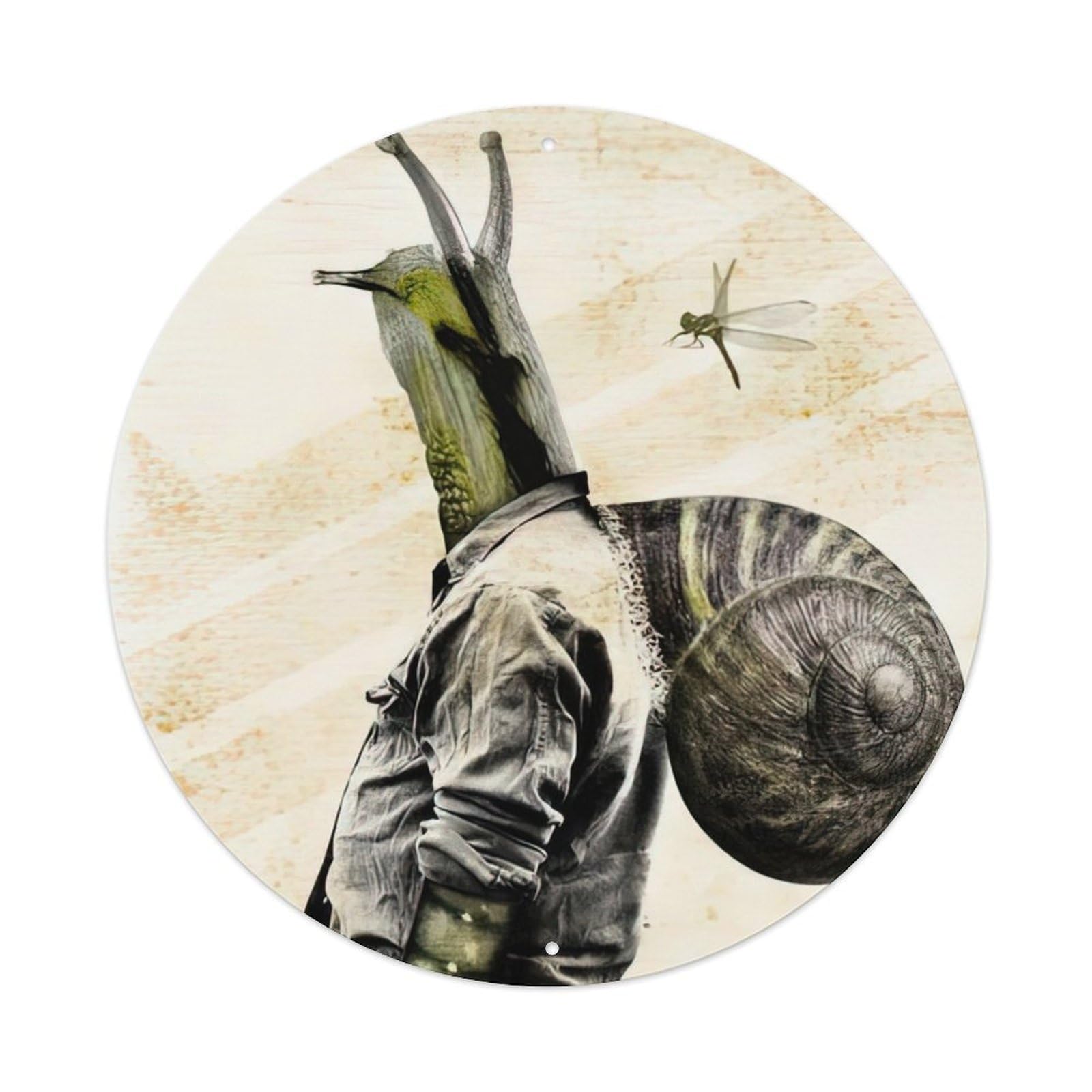 Animal Artwork Standing Snail Metal Tin Sign