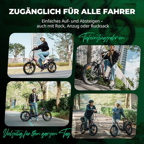 Fafrees E Bike Klapprad 20 * 3.0 Zoll, F20 Pro E-Bike Herren 36V 18AH Akku, Elektrofahrrad...