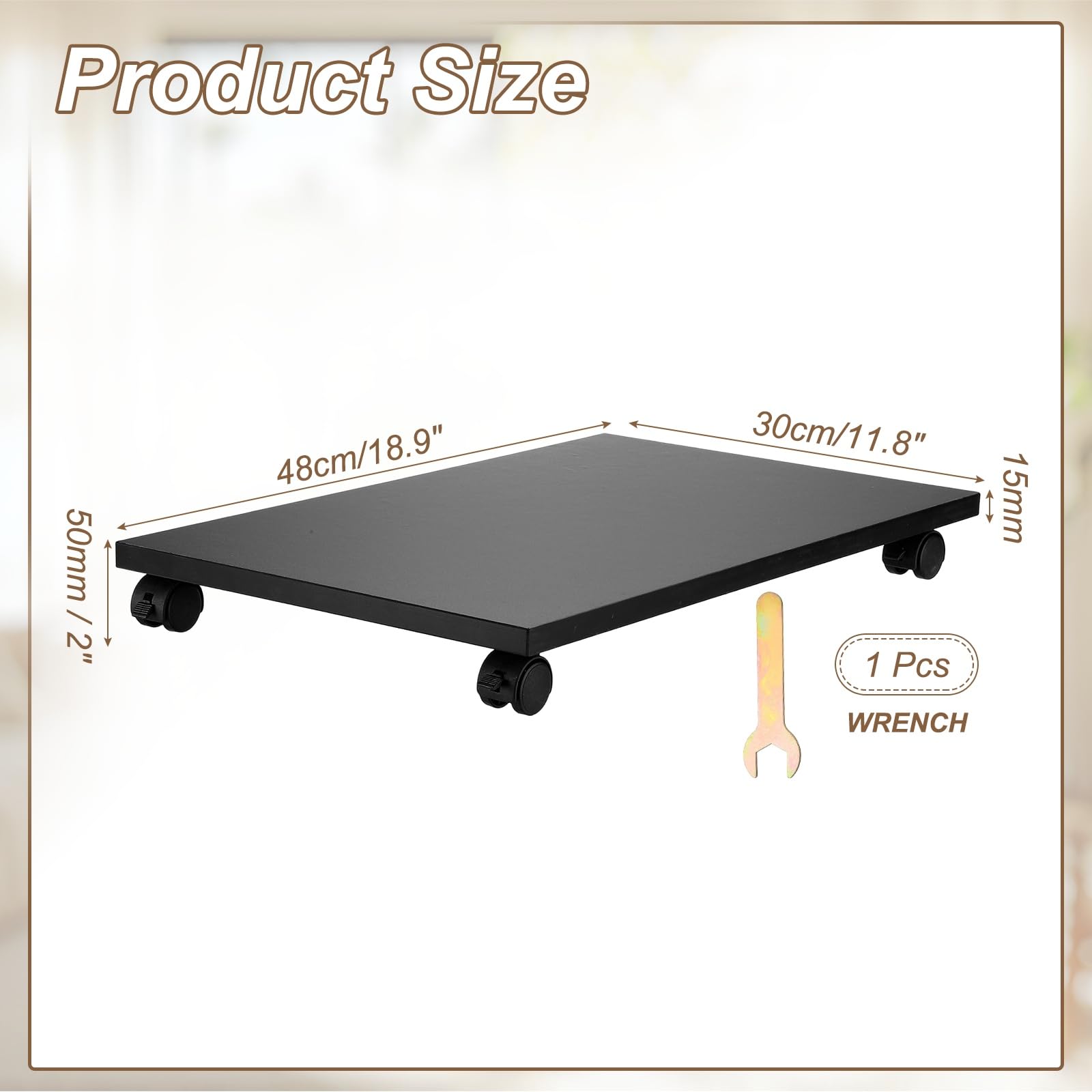 PATIKIL 12x19in PC Ständer Computer Tower Ständer Holz CPU PC Halter Unter Schreibtisch Mobiler Wagen 4 Rollen Für Fußboden Teppich Tower ATX Gehäuse Drucker Blumentopf Schwarz