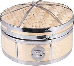 HEMOTON 1 Set Wooden Steamer Basket Healthy Cooking for Vegetables Rice Asian Dumpling Chinese Dim Sum Bao Bun Seafood Veggies