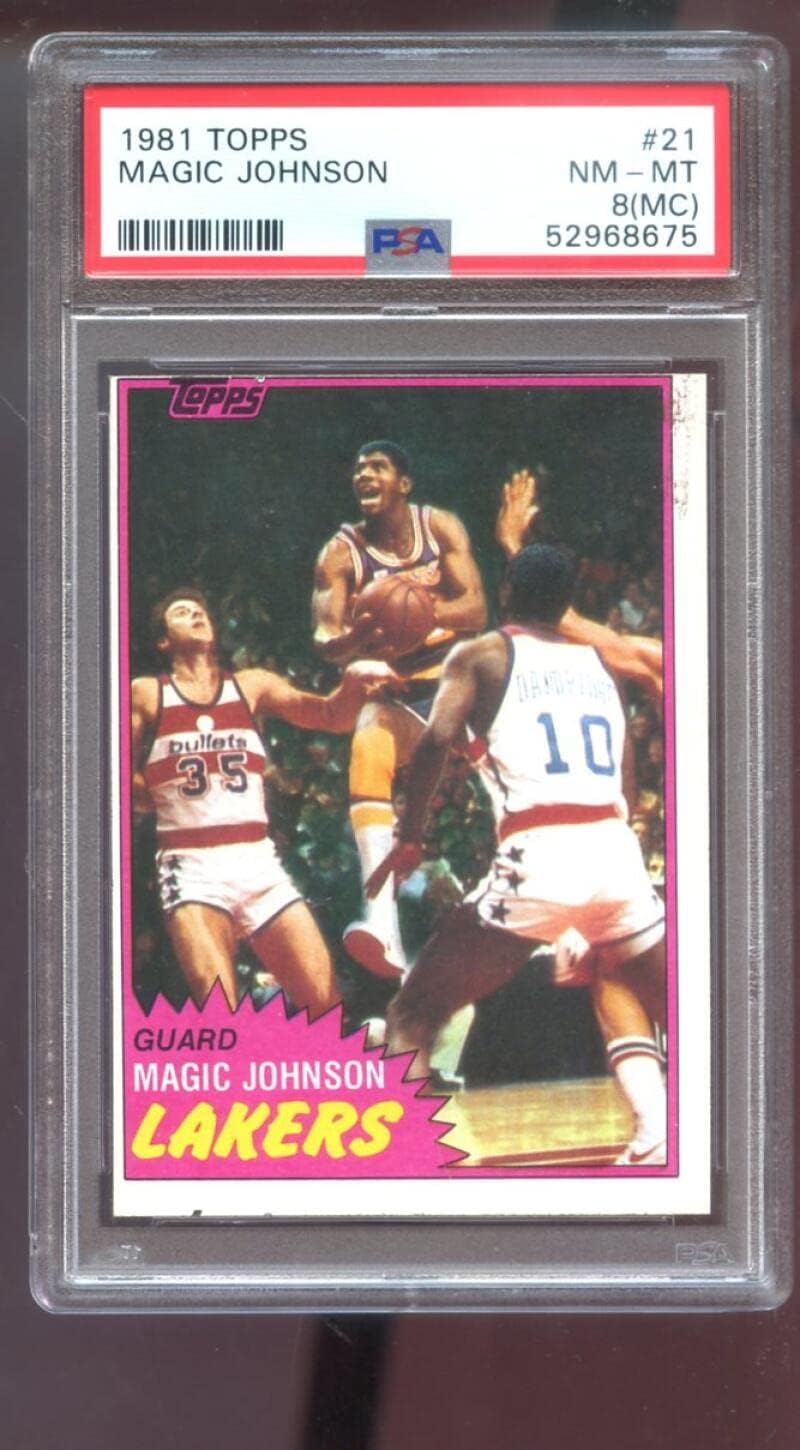 1981-82 Topps #21 Magic Johnson PSA 8 (MC) Graded Basketball Card NBA Los Angeles Lakers 1981-1982 81-82