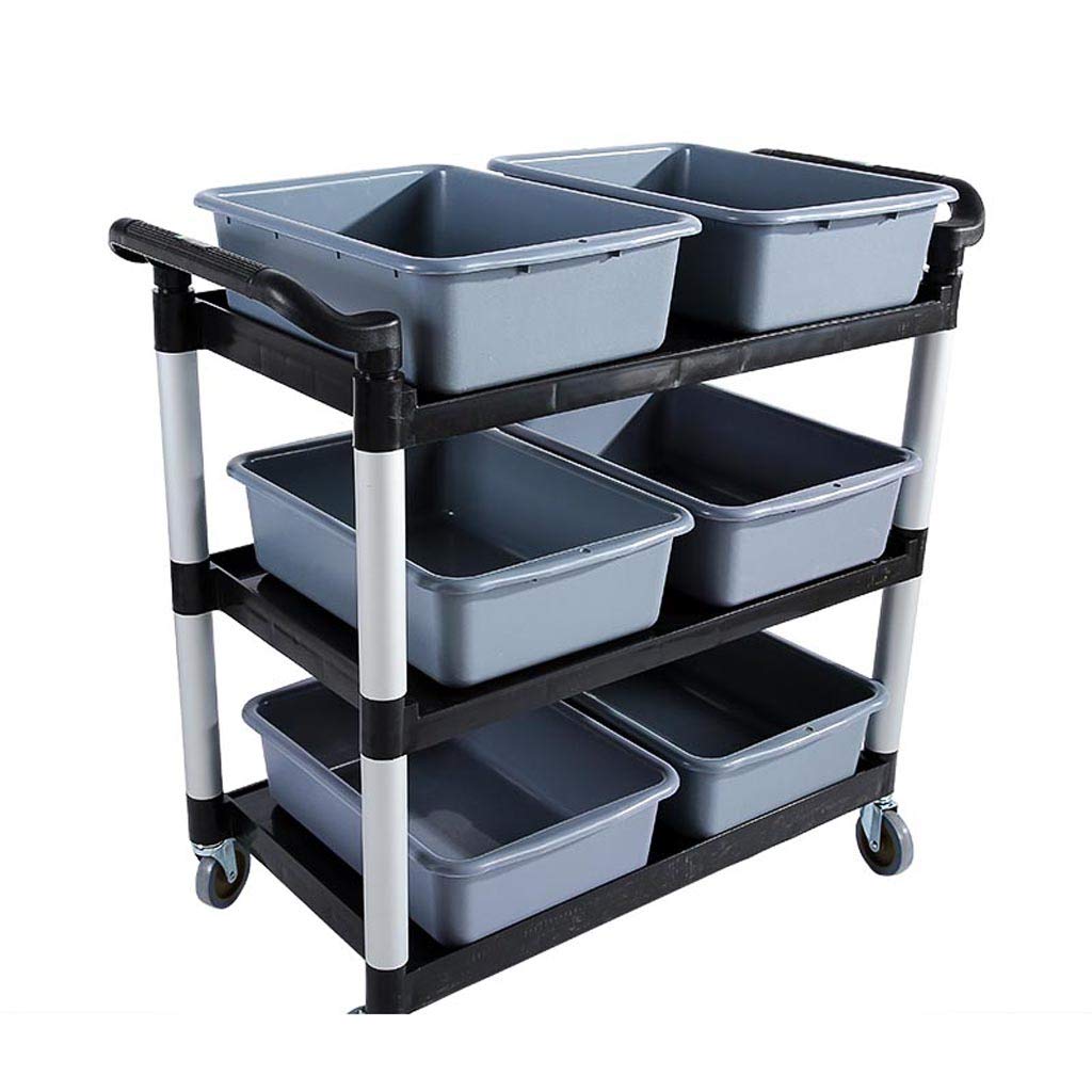 Carro de Almacenamiento Montando el Carro,Restaurante Recogiendo un Vagón Comedor,Vehículos de Recolección de Platos,Carro de Servicio Móvil/Black