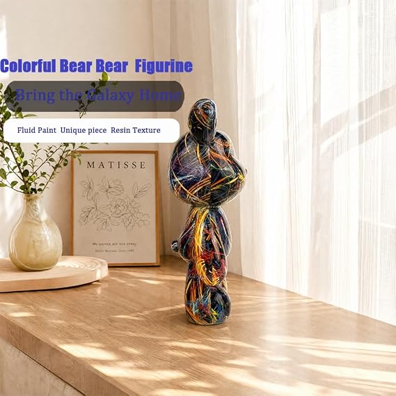 Resin Bear Statue Decor for Home, Animal Sculpture Ornament for Indoor Room (Type B)