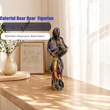 Resin Bear Statue Decor for Home, Animal Sculpture Ornament for Indoor Room (Type B)