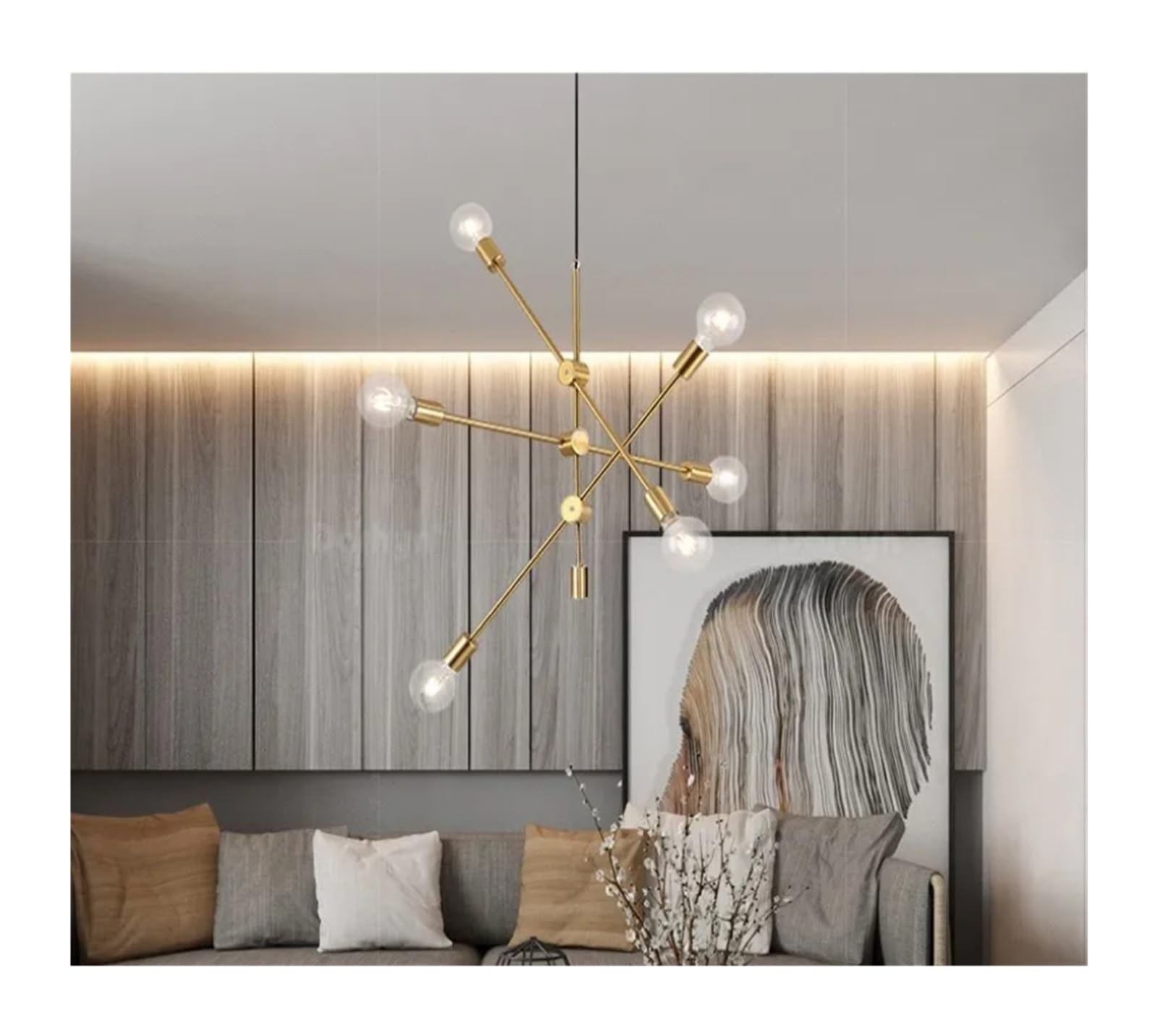 Nowoczesna lampa wisząca w stylu art deco z długim prętem E27 do sypialni, jadalni i salonu (bez czarnego)