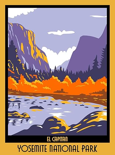 El Capitán en el Parque Nacional Yosemite - Calcomanía artística para automóvil, camiones, computadoras portátiles y refrigeradores (3 x 4 pulgadas)